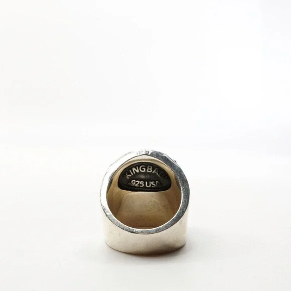 King Baby Studio Floral Scroll Belief Skull Ring Silver .925 MSRP $615 Size 8 - Picture 5 of 12